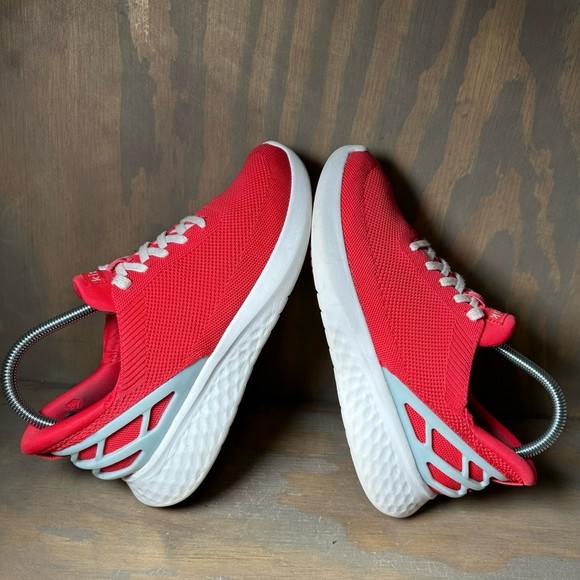 Kizik Shoes Kizik Womens Athens Hands Free Sneakers Shoes Red Walking Low Top Laces 75m